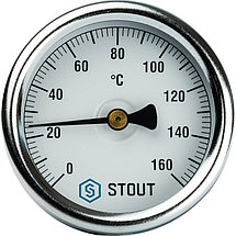 Термометр биметаллический с погружной гильзой STOUT. Корпус Dn 63 мм, гильза 50 мм 1/ 2", 0 - 160 °С, фото 2