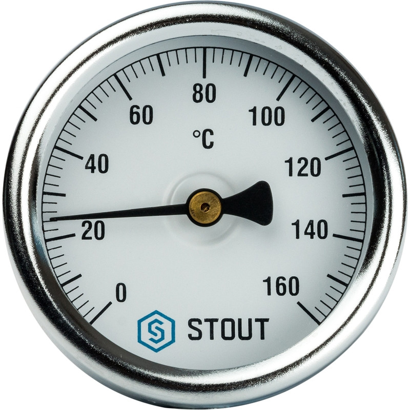 Термометр биметаллический с погружной гильзой STOUT. Корпус Dn 63 мм, гильза 50 мм 1/ 2", 0 - 160 °С - фото 2 - id-p86865680