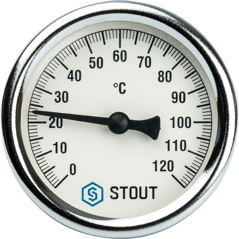 Термометр биметаллический с погружной гильзой STOUT. Dn 63 мм, гильза 50 мм, резьба с самоуплотнением 1/ 2" - фото 2 - id-p86865727