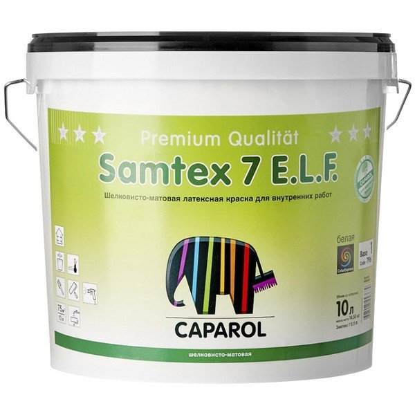 Тонкослойная шелковисто-матовая латексная краска для интерьеров Caparol Samtex 7 E.L.F. База 1 10 л., РБ - фото 1 - id-p86884040