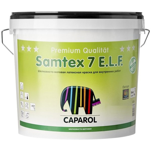 Тонкослойная шелковисто-матовая латексная краска для интерьеров Caparol Samtex 7 E.L.F. База 1 5 л., РБ
