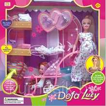 Игровой набор для девочек  Беременная Кукла "DefaLucy" (2 куклы-ребенка в наборе + аксессуары) (Арт.8049)