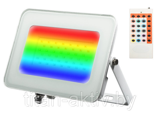 Прожектор светодиодный 30 Вт IP65, PFL -RGB-WH Jazzway (Цветной+ пульт и драйвер в комплеке, угол ос - фото 1 - id-p85376073