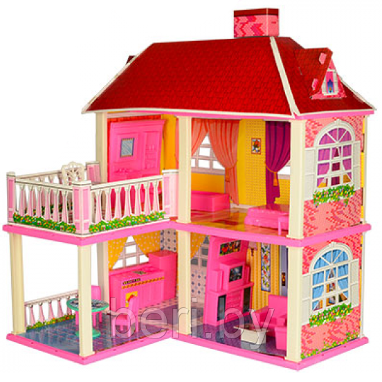 Дом для кукол 2-х этажный, Lovely Villa 6980, 2 в 1, игровой кукольный домик с аксессуарами, 2 варианта сборки - фото 3 - id-p86914446