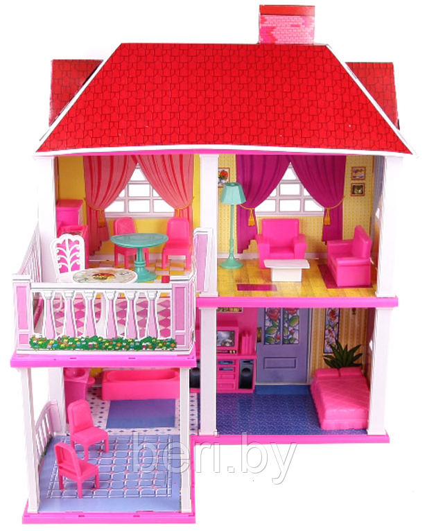 Дом для кукол 2-х этажный, Lovely Villa 6980, 2 в 1, игровой кукольный домик с аксессуарами, 2 варианта сборки - фото 4 - id-p86914446