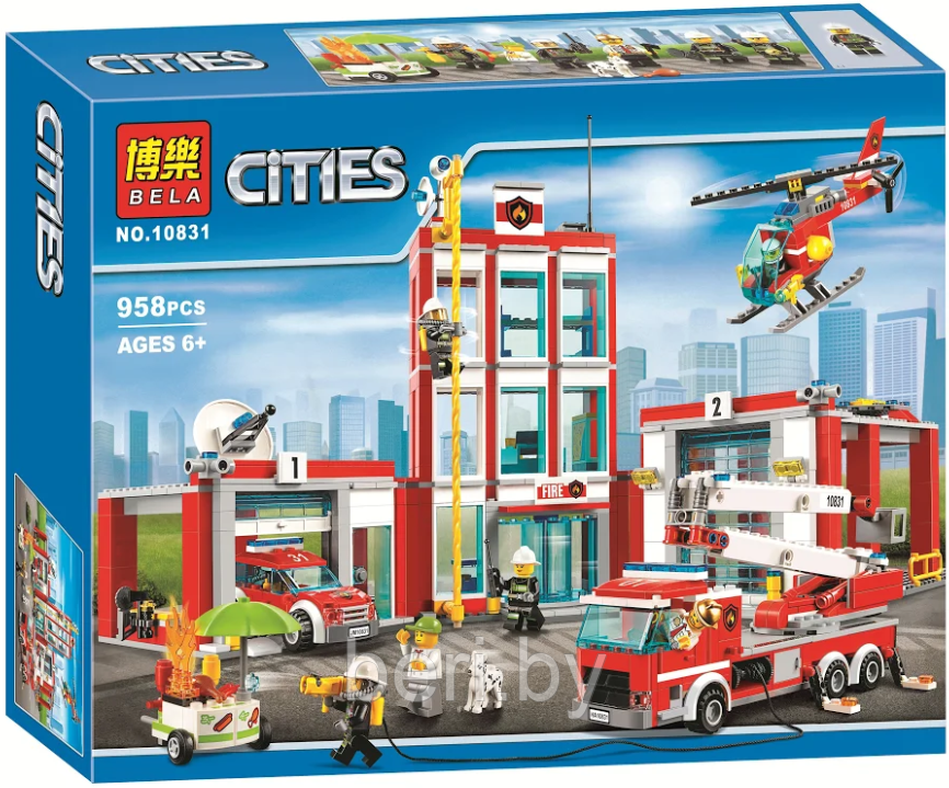 Конструктор CITIES 10831 "Пожарная часть" 958 деталей, Bela (аналог Lego 60110)