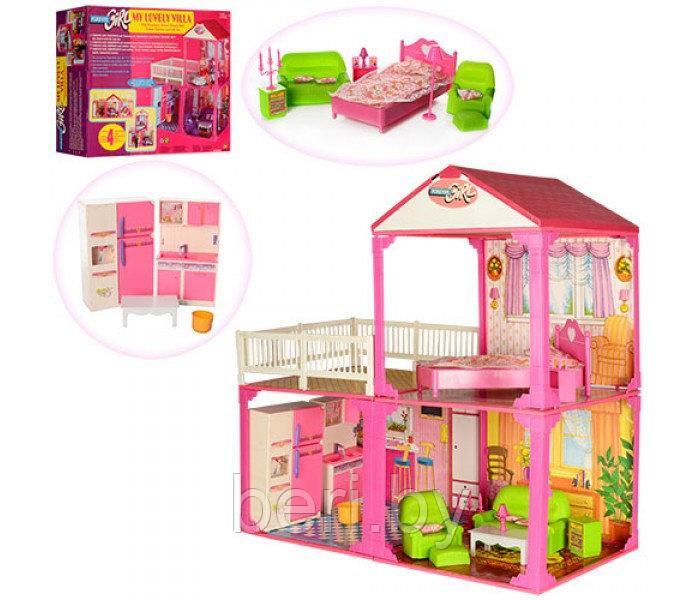 Кукольный домик с мебелью, 2-х этажный, Lovely Villa 6982B, 3 комнаты, аксессуары, игровой набор