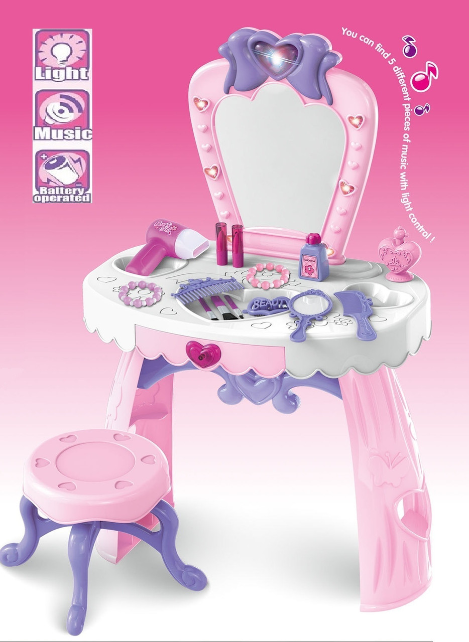 Игровой набор Юная красавица, Туалетный столик со стульчиком арт.8300 (48х30х71) свет, музыка - фото 2 - id-p87000053