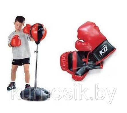 Детский набор для бокса King Sport, напольный на стойке с перчатками 87-120 см 143881 - фото 2 - id-p87060877