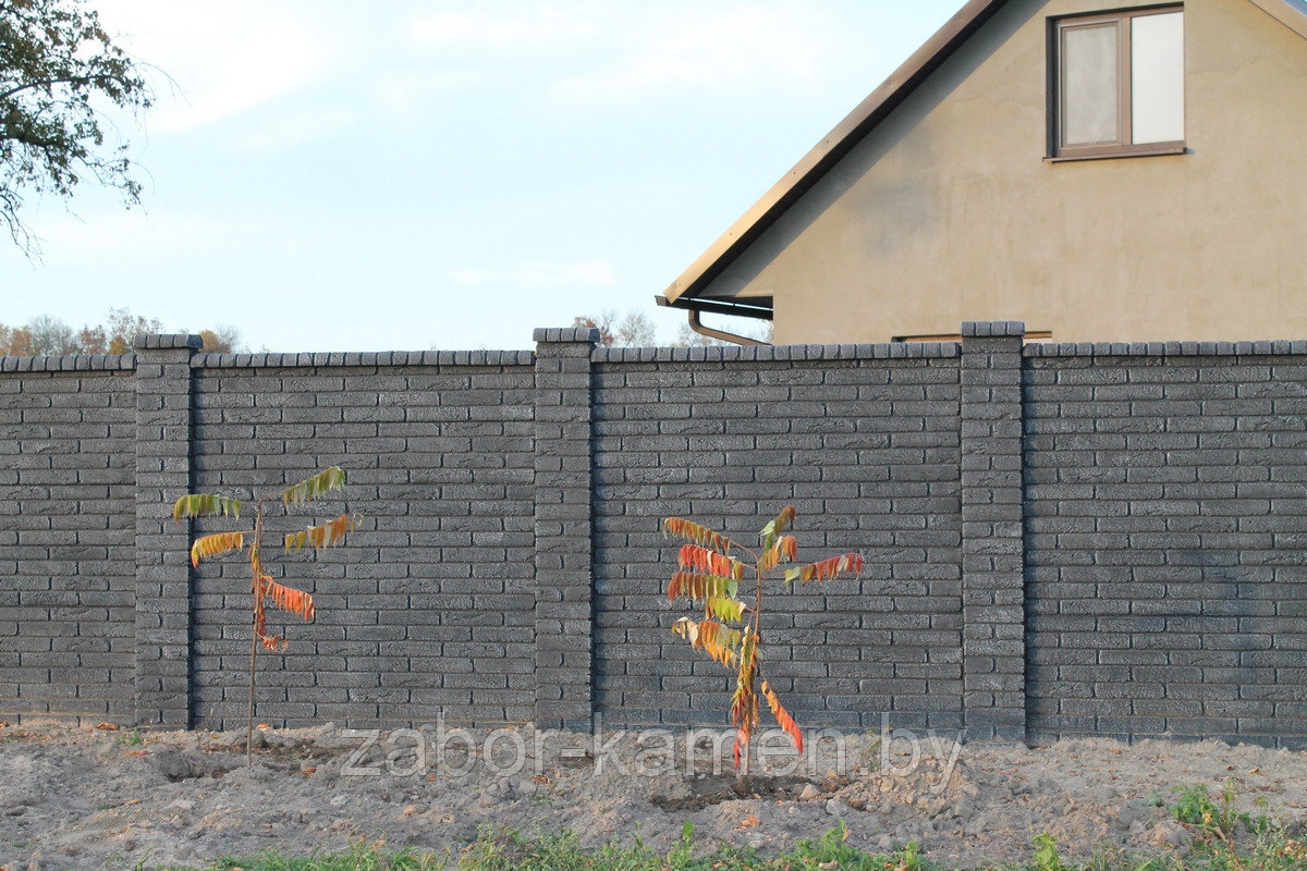 Забор бетонный двухсторонний КИРПИЧ ЧЁРНЫЙ (6 панелей) - фото 2 - id-p87059602