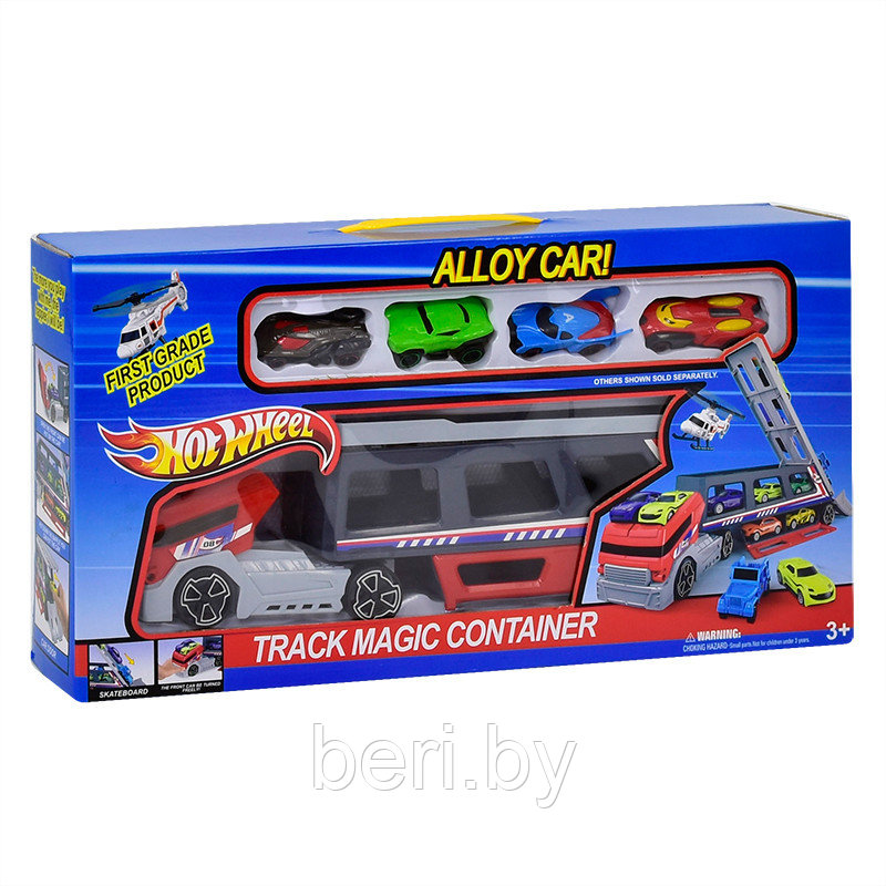 Фура, автовоз, Трейлер HW-108 Hot Wheels, грузовик с машинками, игровой набор, игровой гараж, HW-108