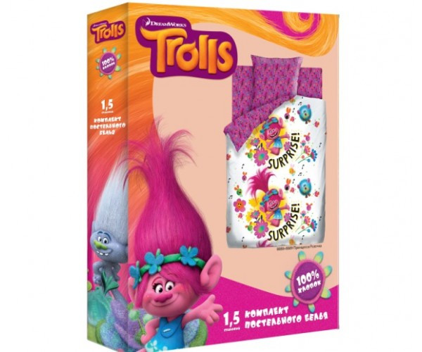 Детское постельное белье «Trolls» Принцесса Розочка 431571 (1,5-спальный) - фото 3 - id-p87066011