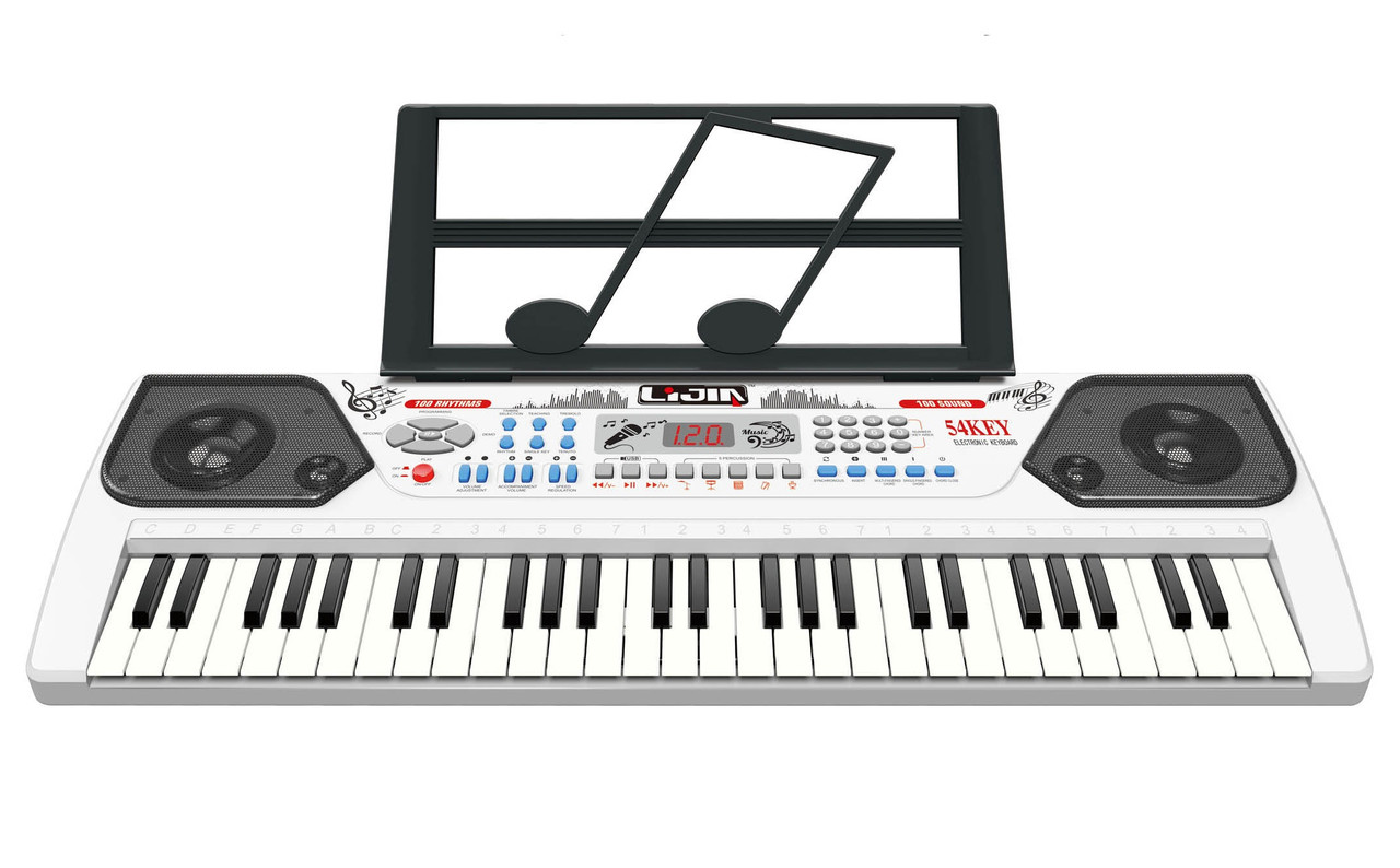 Детский синтезатор пианино с микрофоном, арт. 328-04 ( белый) с USB (от сети и на батарейках)