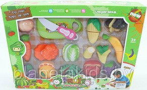 Детский набор фруктов и овощей на липучках с разделочной доской и ножом FD234-10