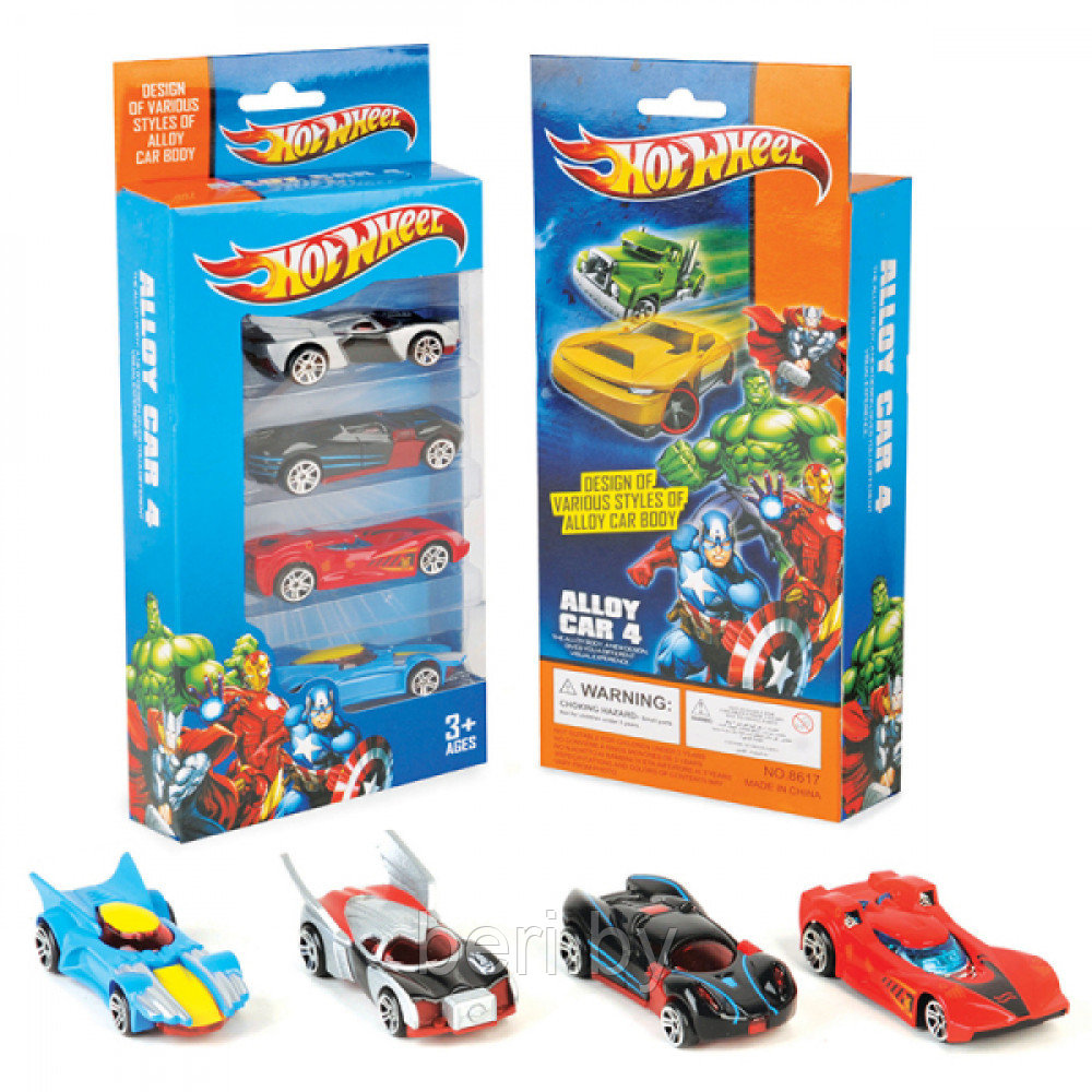 Набор машинок Hot Wheels Хот Вилс, 4 металлических машинок, масштаб 1: ...