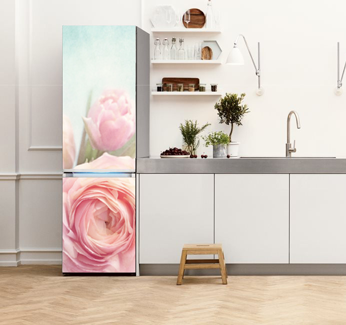 Наклейка на холодильник с изображением розы