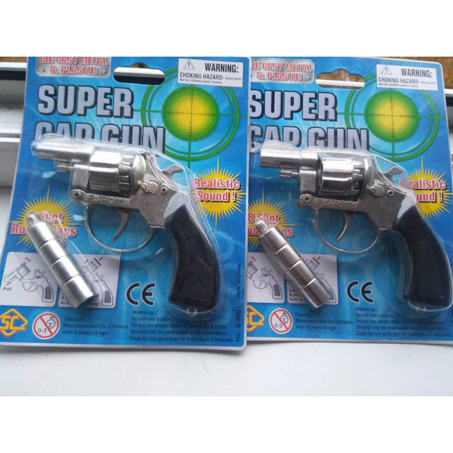 Игрушечный револьвер с глушителем для пистонов металлический S-8001 - фото 2 - id-p87183685