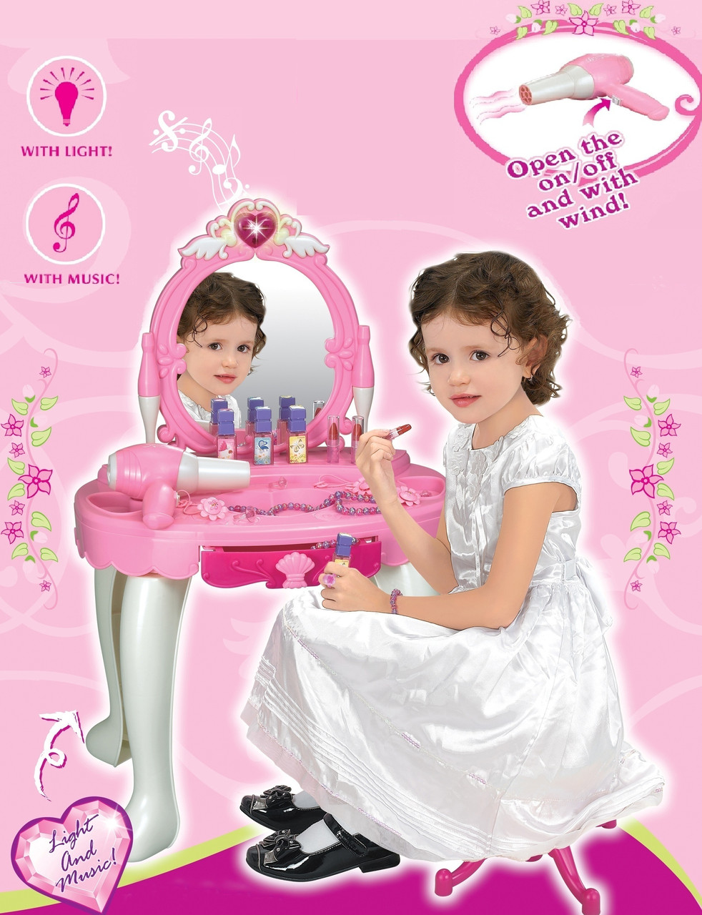 Детский туалетный столик со стульчиком, набор Юной красавицы, арт. 008-25 (свет, звук) - фото 2 - id-p87189482