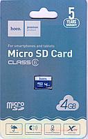 Micro SD карта памяти Hoco 4GB Class 6 (без адаптера) USB 2.0