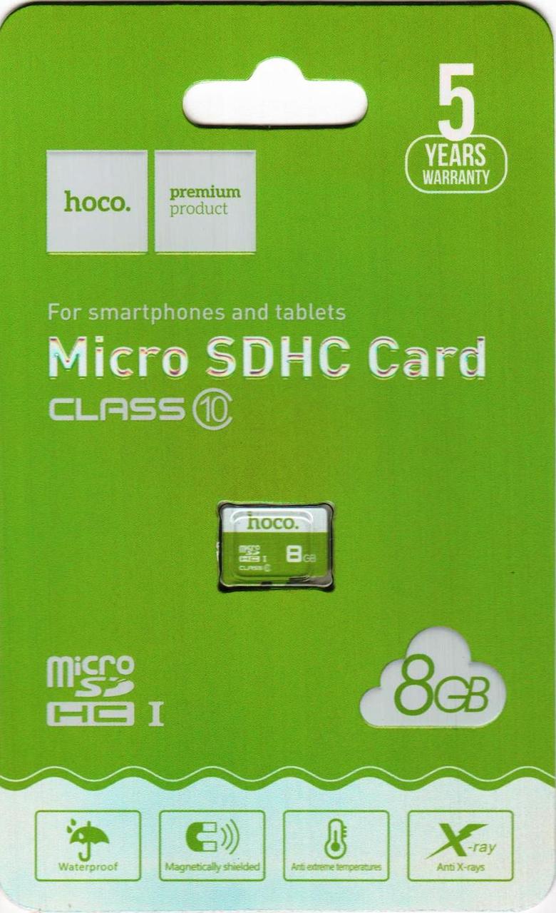 Micro SDHC карта памяти Hoco 8GB Class 10 (без адаптера) USB 2.0м - фото 1 - id-p40070310