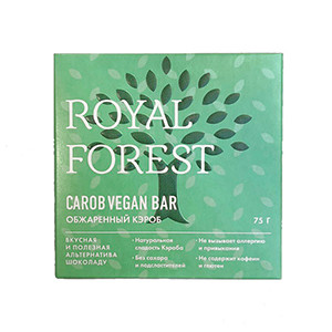 Шоколад Веганский из обжаренного кэроба CAROB VEGAN BAR ROYAL FOREST, 75 г