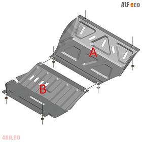 Защита радиатора и редуктора переднего моста (2 части) для Mitsubishi L200 (2015-2016) № ALF-14.43