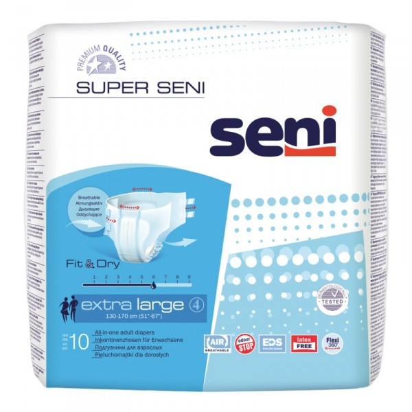 Подгузники для взрослых SUPER SENI EXTRA LARGE 10 шт.