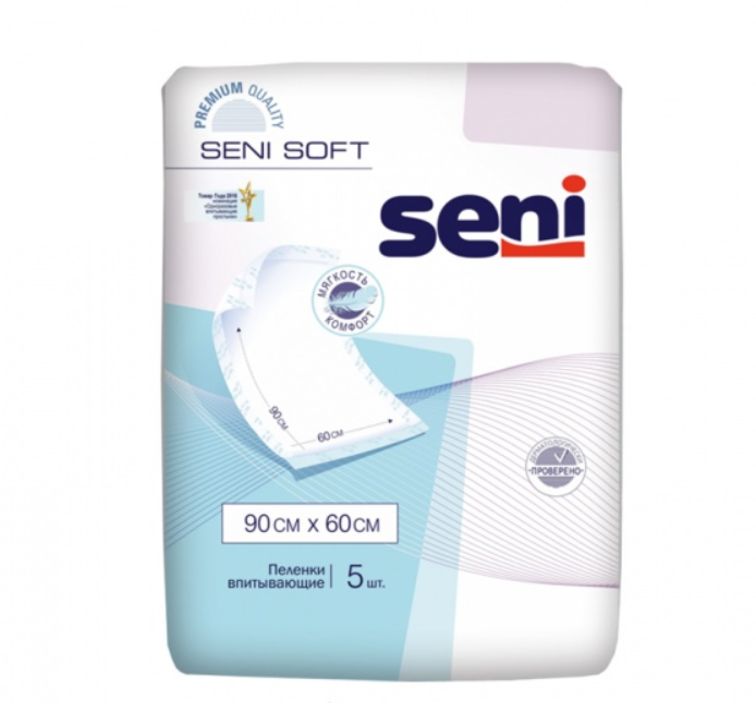 Пеленки гигиенические впитывающие Seni Soft 90x60 см. (5 шт.) - фото 1 - id-p87330014