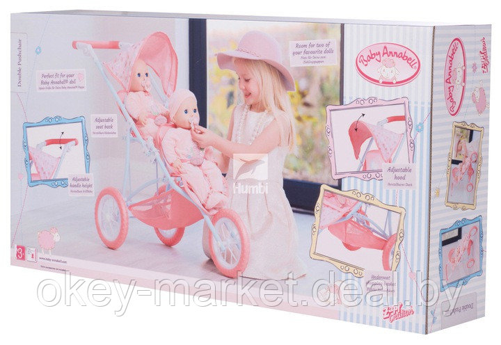 Коляска для кукол Baby Annabell трехколесная для двойни 1423481 - фото 6 - id-p87495828