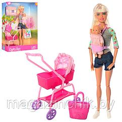 Кукла 8380 с ребенком и коляской, с аксесс. Defa Lusy