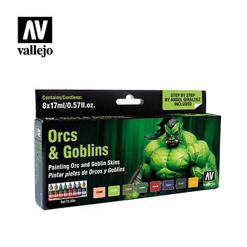 Набор акриловых красок для фэнтези минитюр ORCS & GOBLINS, 8х17мл, Vallejo