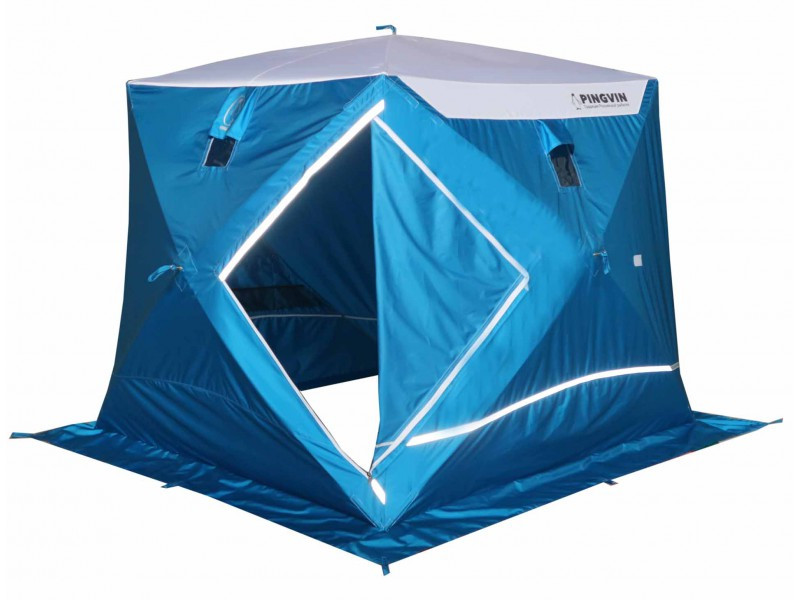 Зимняя палатка ПИНГВИН Призма Премиум Strong (1-сл) 225х215 (бело-синий) - фото 1 - id-p87673446