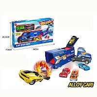 Фура, автовоз, трейлер Hot Wheels HW-110 , грузовик инерционный, 2 машинки, игровой набор, Хот Вилс