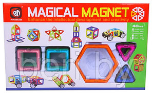 Магнитный конструктор MAGICAL MAGNET 40 деталей MAXI, с колесной базой, 702, магический магнит