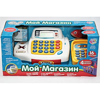 Касса детская 7020 "Мой магазин" сканер, калькулятор, деньги, продукты, звуковые эффекты,