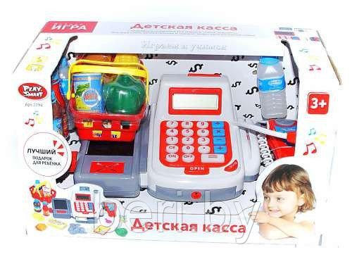 Касса детская 2294 "Мой магазин" сканер, микрофон, калькулятор, деньги, продукты, звуковые эффекты