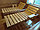 Шезлонг-лежак из массива сосны со столиком, фото 5