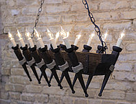Люстра с факелами из дерева под старину на 12 ламп, фото 1