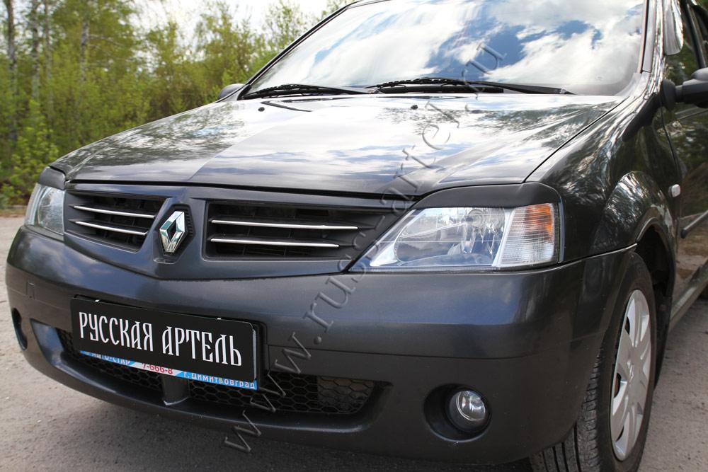 Накладки на передние фары (Реснички) Renault Logan 2004-2010 - фото 2 - id-p87818795