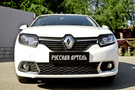 Накладки на передние фары (реснички) Renault Sandero 2014-2017 (II дорестайлинг) - фото 6 - id-p87818797