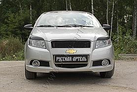 Накладки на передние фары (Реснички) Chevrolet Aveo Хэтчбек 3 дв. 2008-2012