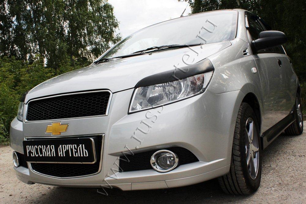 Накладки на передние фары (Реснички) Chevrolet Aveo Хэтчбек 5 дв. 2008-2012 - фото 1 - id-p87818815