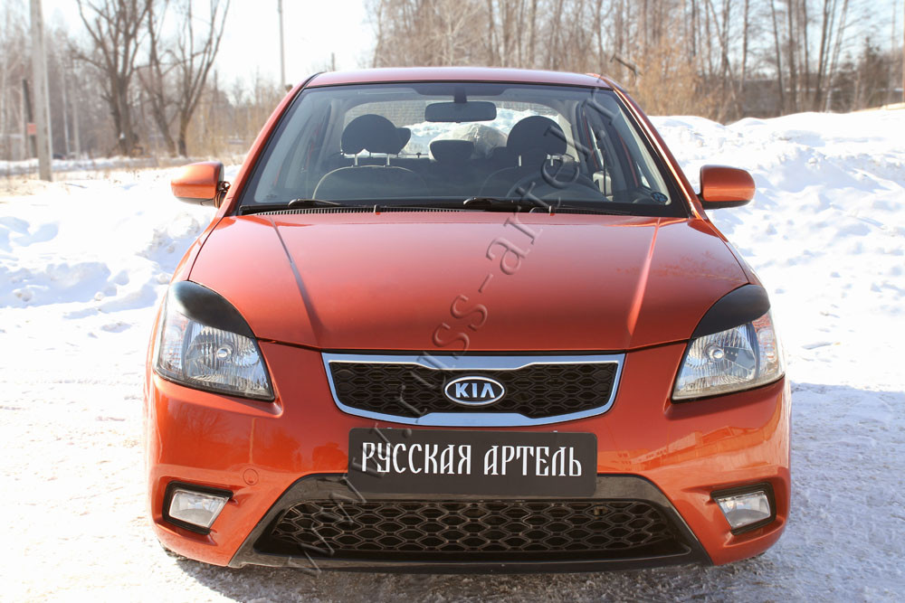 Накладки на передние фары (реснички) KIA Rio II 2005-2009 - фото 2 - id-p87818835