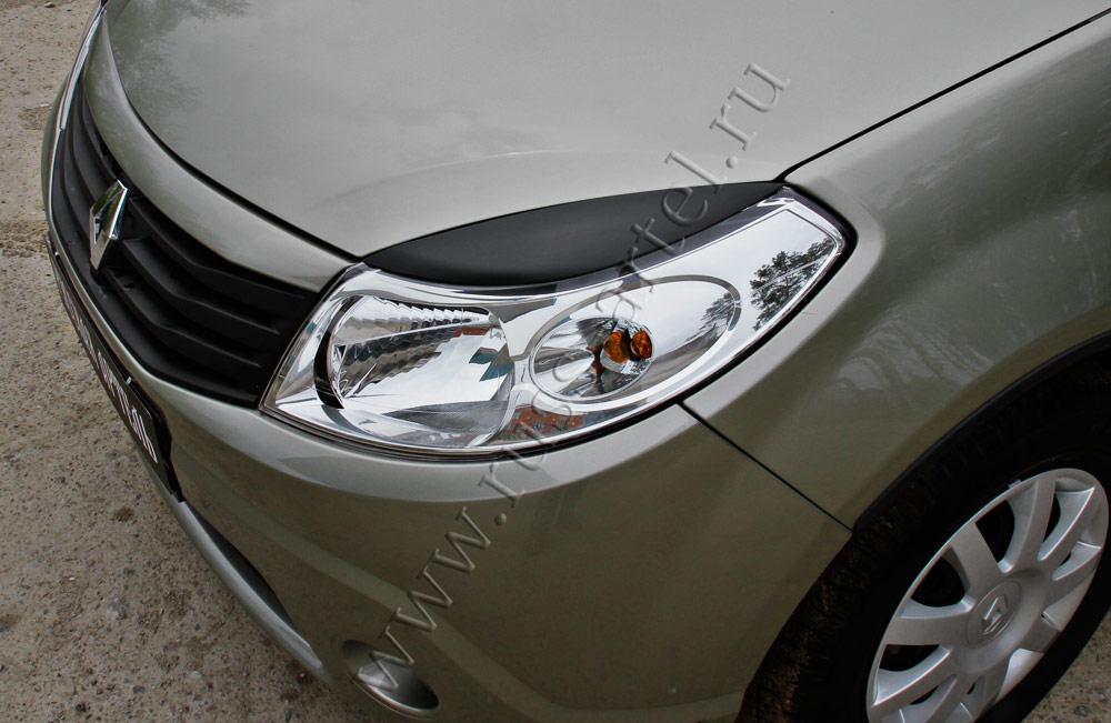 Накладки на передние фары (Реснички) Renault Sandero 2009-2013 - фото 1 - id-p87818839
