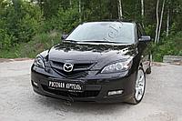 Накладки на передние фары (Реснички) Вариант 2 Mazda 3 хэтчбэк 2003-2008