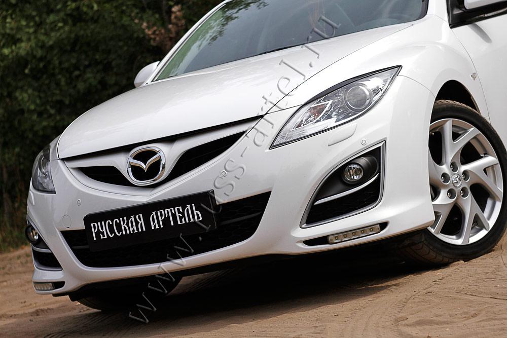 Накладки на передние фары (реснички) Mazda 6 2010-2012 - фото 1 - id-p87818857