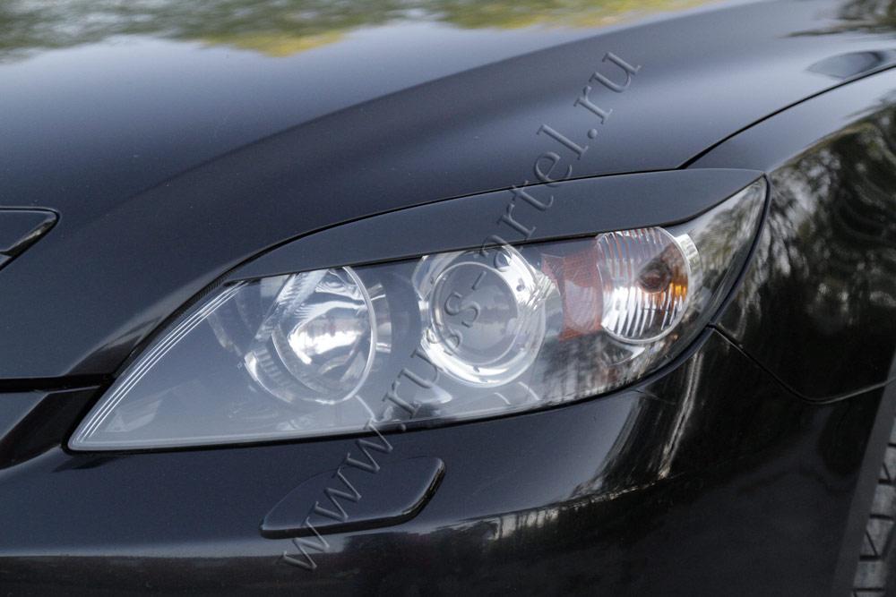 Накладки на передние фары (Реснички) Mazda 3 хэтчбэк 2003-2008 - фото 1 - id-p87818866