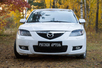 Накладки на передние фары (реснички) Вариант 2 Mazda 3 седан 2006-2009 Рестайлинг I (BK) - фото 8 - id-p87818879