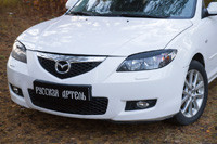 Накладки на передние фары (реснички) Вариант 2 Mazda 3 седан 2006-2009 Рестайлинг I (BK) - фото 9 - id-p87818879