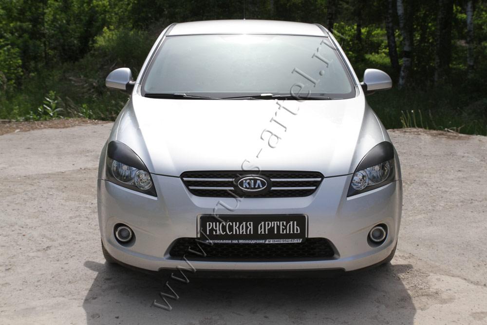 Накладки на передние фары (Реснички) KIA Cee'd (хэтчбэк) 2007-2010